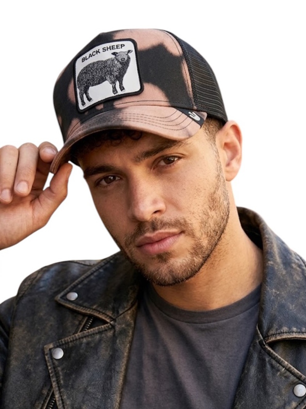 Goorin Bros Animal The Farm Black Sheep Bleach Acid Wash Trucker Hat Snapback - Picture 2 of 12